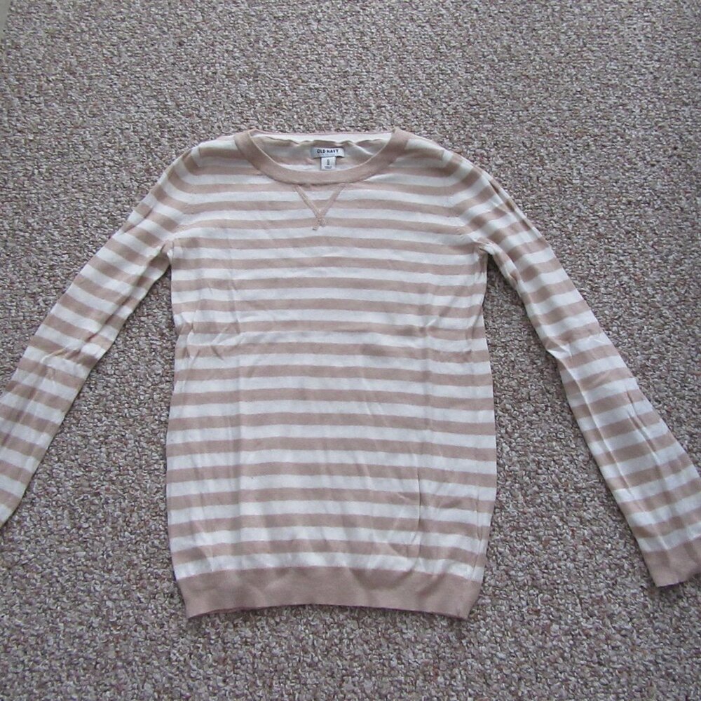 Women's Old Navy Tan & White Stripe Sweater Size XS